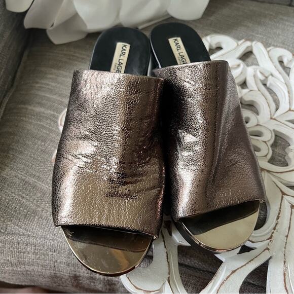 Karl Lagerfeld Lyric Slip on Wedge Heels Sandals Shoes Women’s 8 - Picture 11 of 11